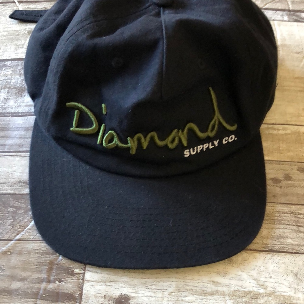 Diamond supply flat brim black hat/cap